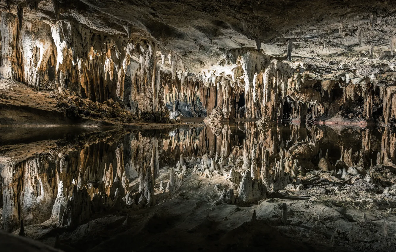 Photo wallpaper VA, stalagmites, stalactites, Lorasia caves, the karst cave system