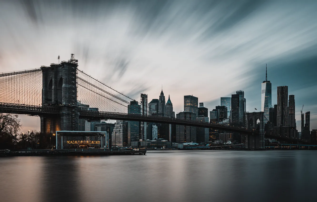 Photo wallpaper Manhattan, New York City, World Trade Center, Brooklyn Bridge