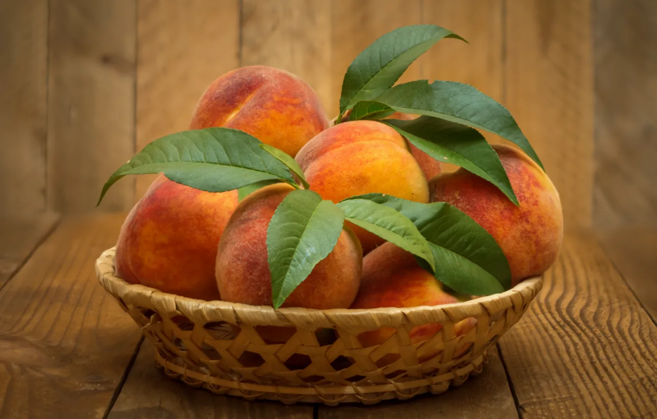 Photo wallpaper fruit, peaches, ripe