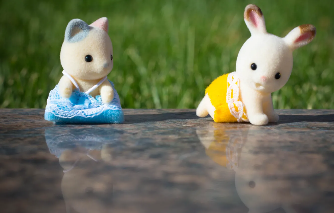 Photo wallpaper green, sun, toys, families, sylvanian