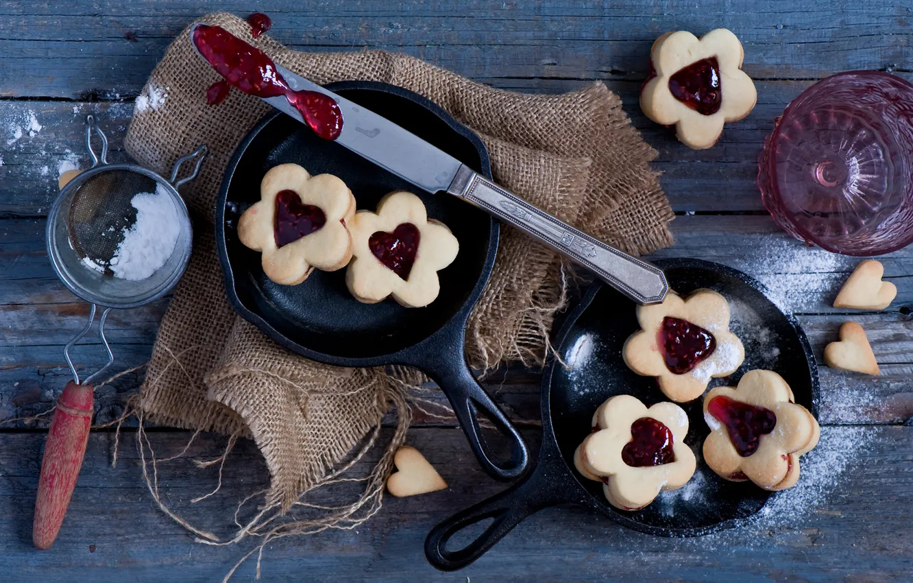 Photo wallpaper cookies, jam, Valentine cookies