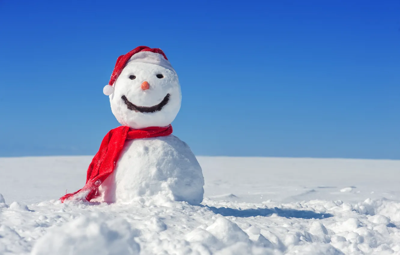 Photo wallpaper winter, snow, new year, Christmas, snowman, Christmas, winter, snow