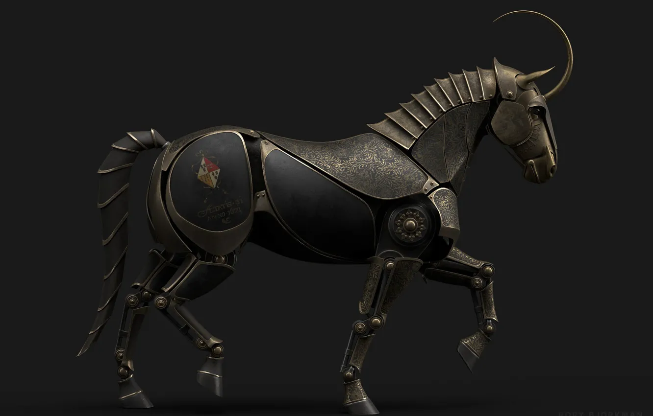 Photo wallpaper horse, iron, armor, horn, ALTATIS