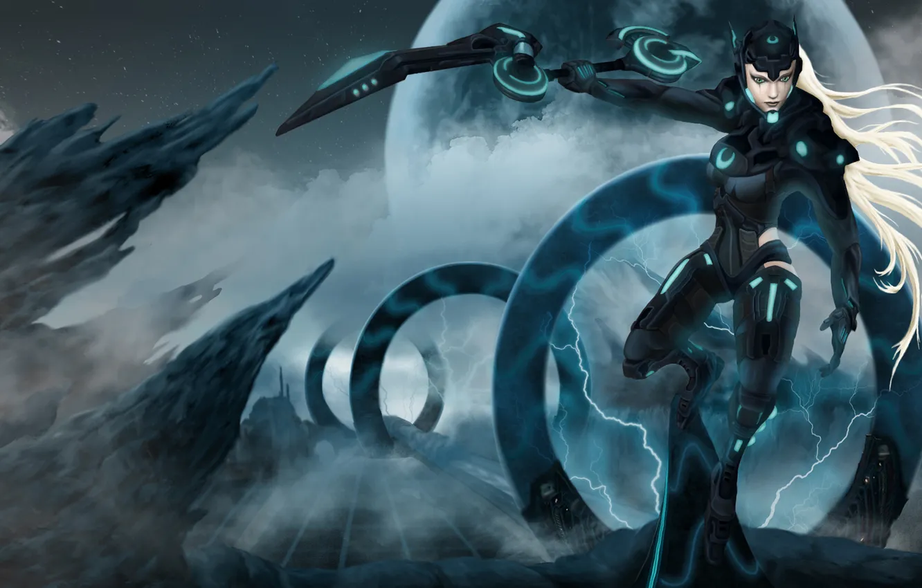 Photo wallpaper League of Legends, Diana, Cyber, Scorn of the Moon