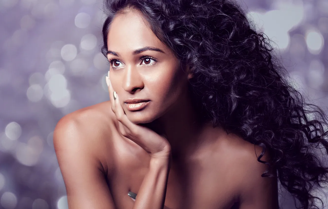 Photo wallpaper curls, looks, curls, black