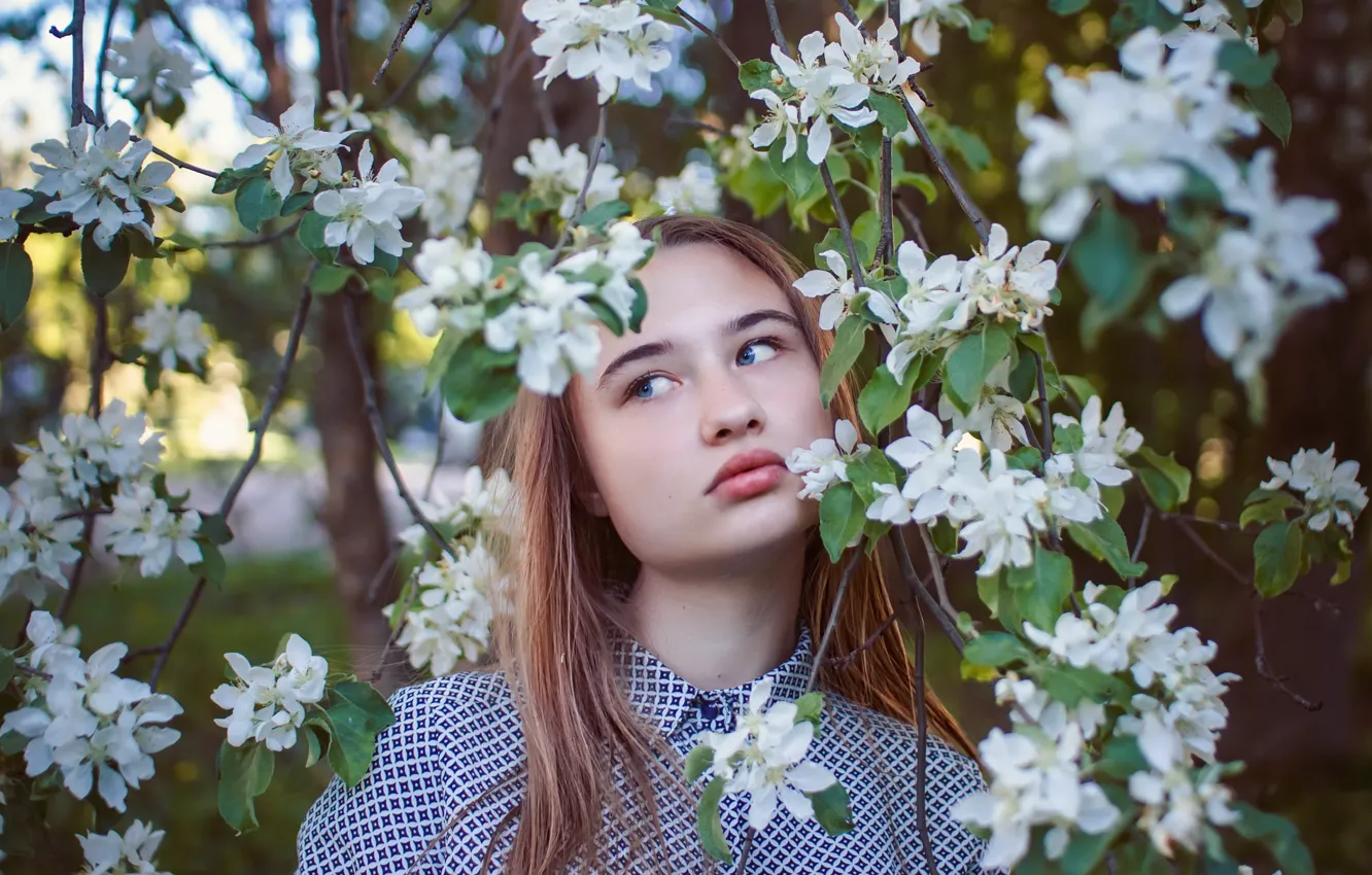 Photo wallpaper girl, portrait, spring