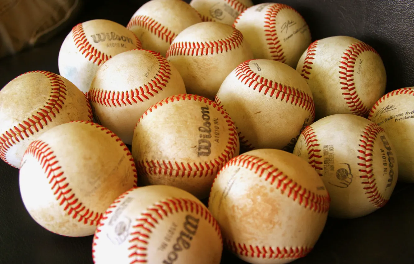 Photo wallpaper the ball, baseball, a bunch