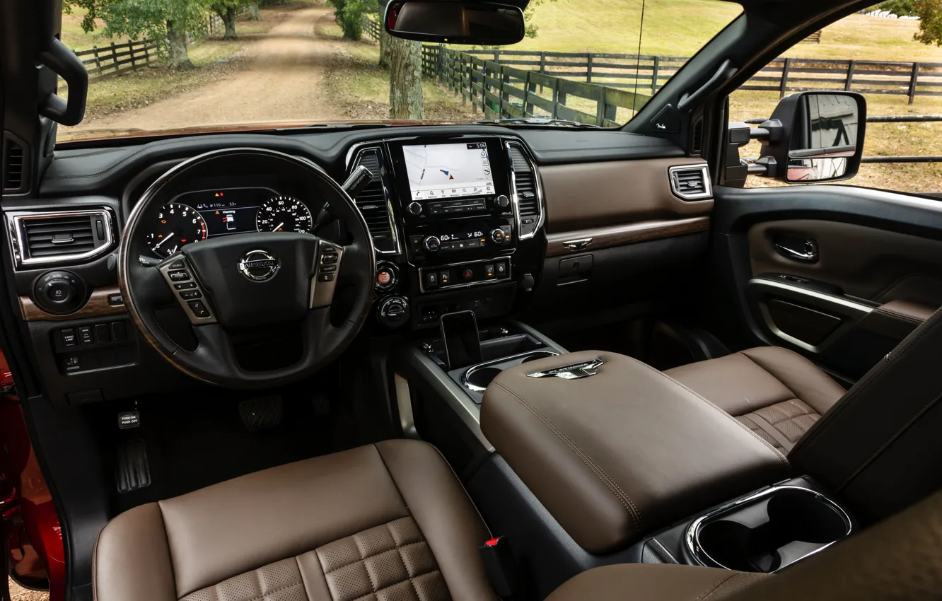 Photo wallpaper Nissan, pickup, inside, Titan, 2020, Titan XD Platinum Reserve