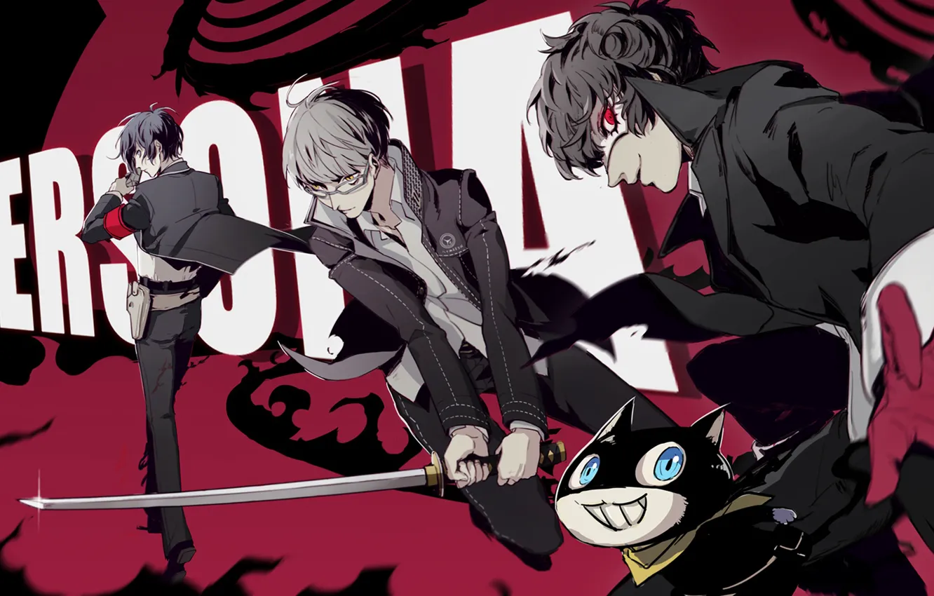 Photo wallpaper cat, the game, anime, art, guys, characters, Person 5, Persona 5
