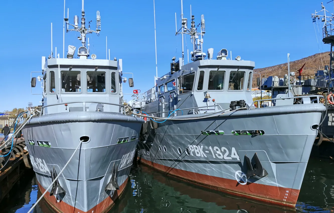 Photo wallpaper pier, boat, raid