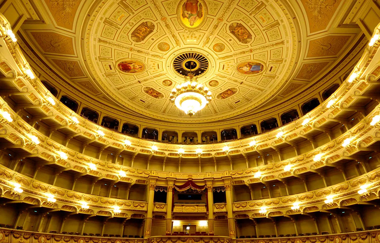 Photo wallpaper Germany, Dresden, theatre, balcony, Opera, hall, bed, Saxony