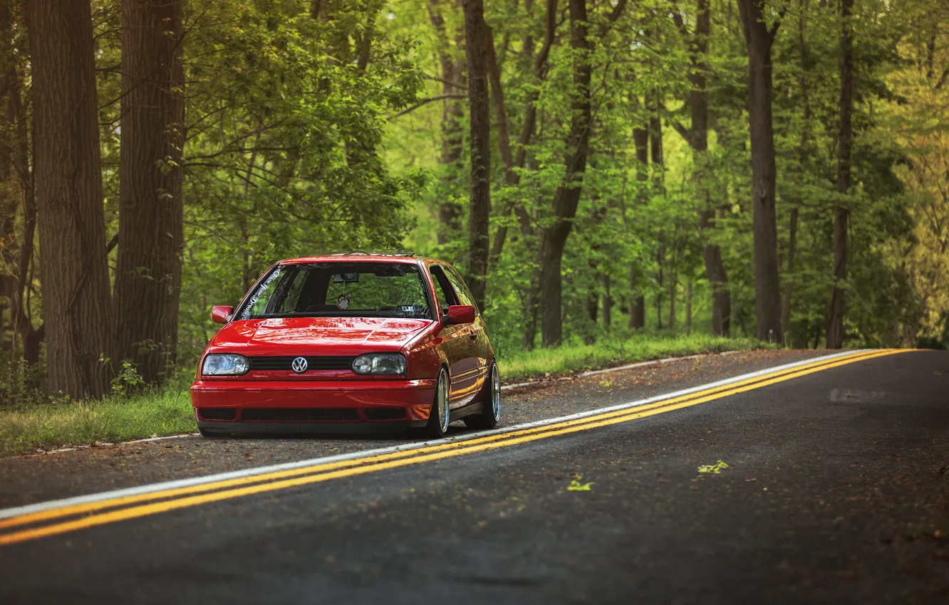 Photo wallpaper red, volkswagen, red, Golf, golf, Volkswagen, MK3