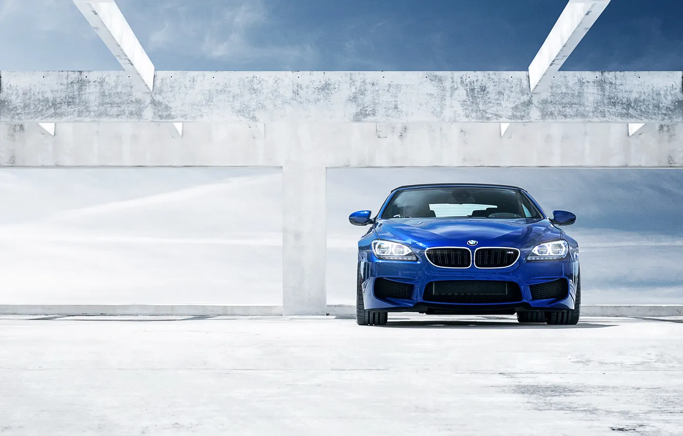 Photo wallpaper the sky, blue, BMW, BMW, convertible, blue, front, Cabrio