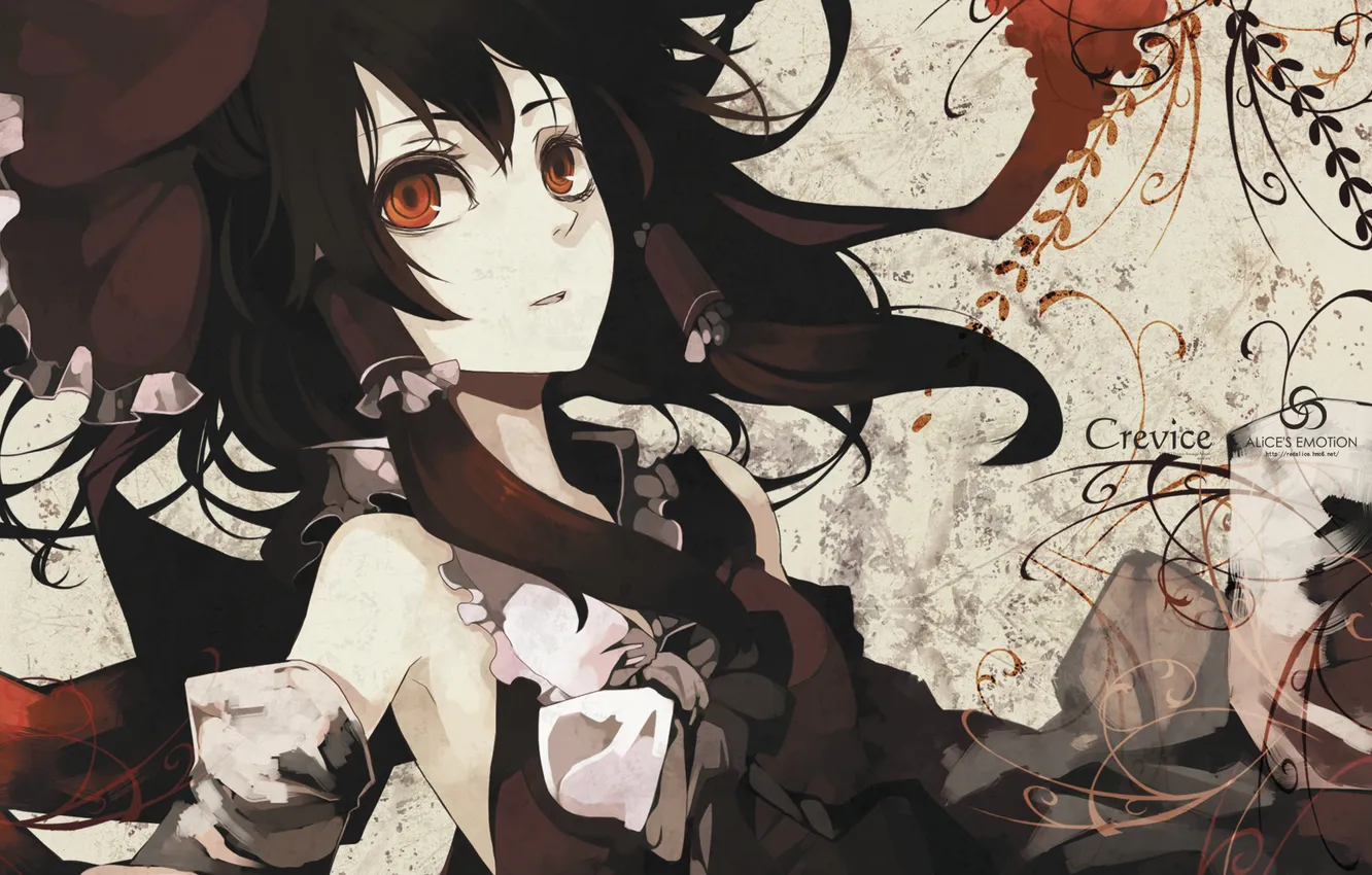 Photo wallpaper girl, anime, art, black hair, cute look