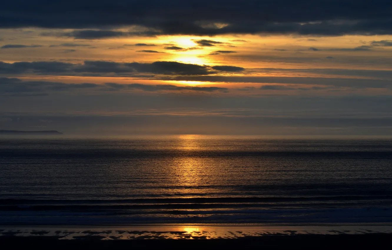 Photo wallpaper sea, the sky, the sun, surface