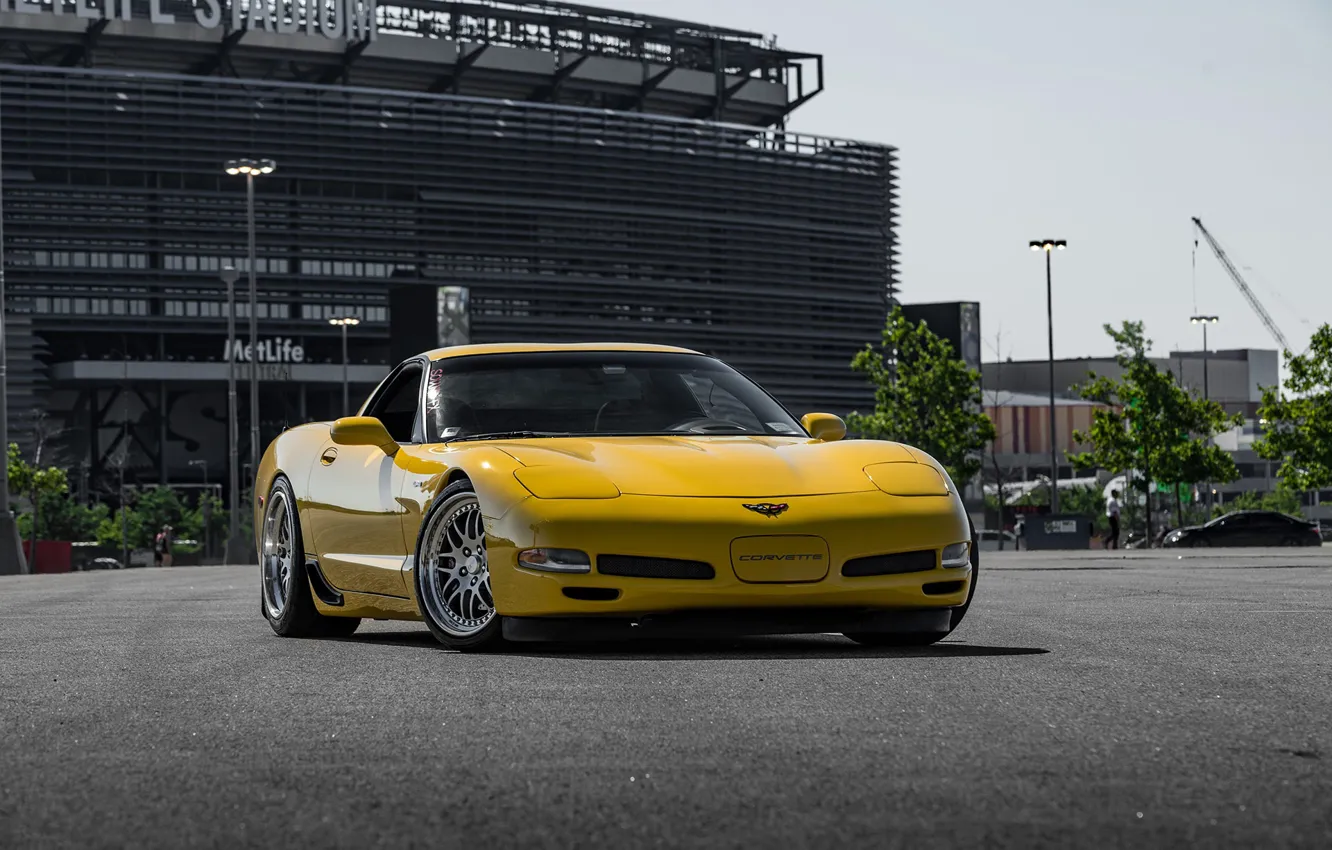Photo wallpaper Z06, Corvette, Chevrolet, Hybrid, Forged, Series, Yellow, Wheels