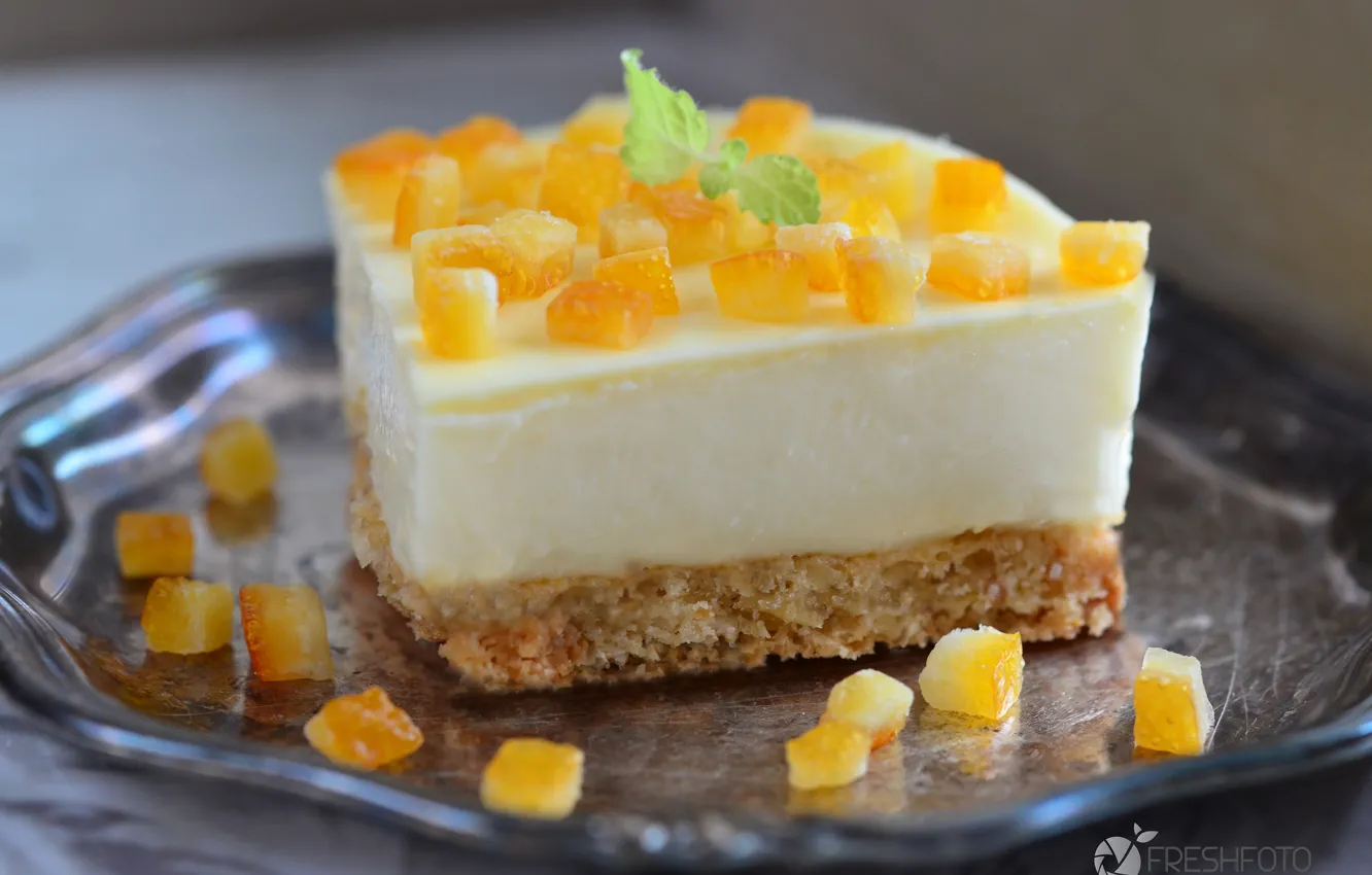Photo wallpaper orange, dessert, cheesecake