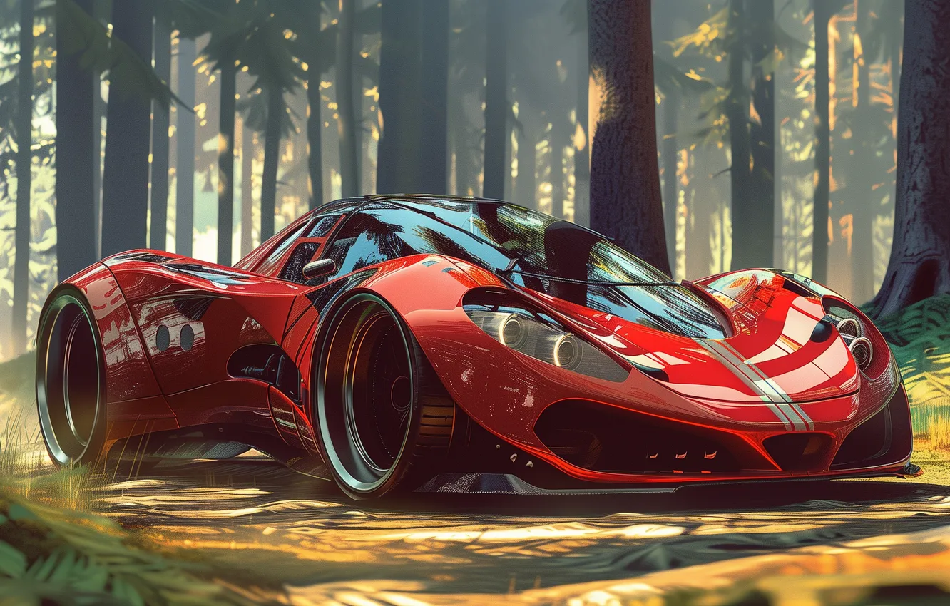 Photo wallpaper car, Illustration, futuristic
