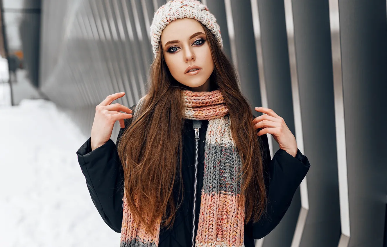 Photo wallpaper girl, brown hair, photo, photographer, blue eyes, model, brunette, portrait