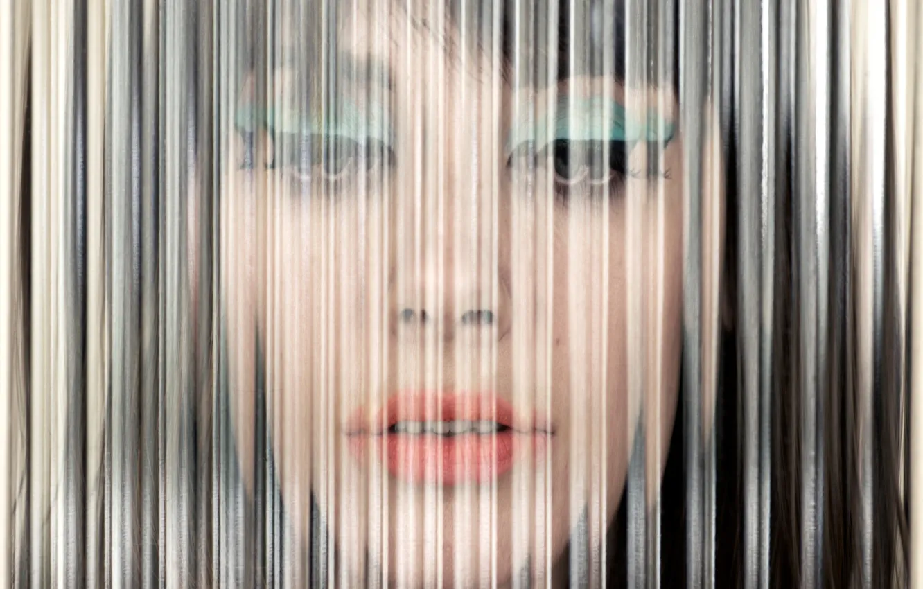 Photo wallpaper glass, face, model, makeup, distortion, actress, brunette, Alison Brie