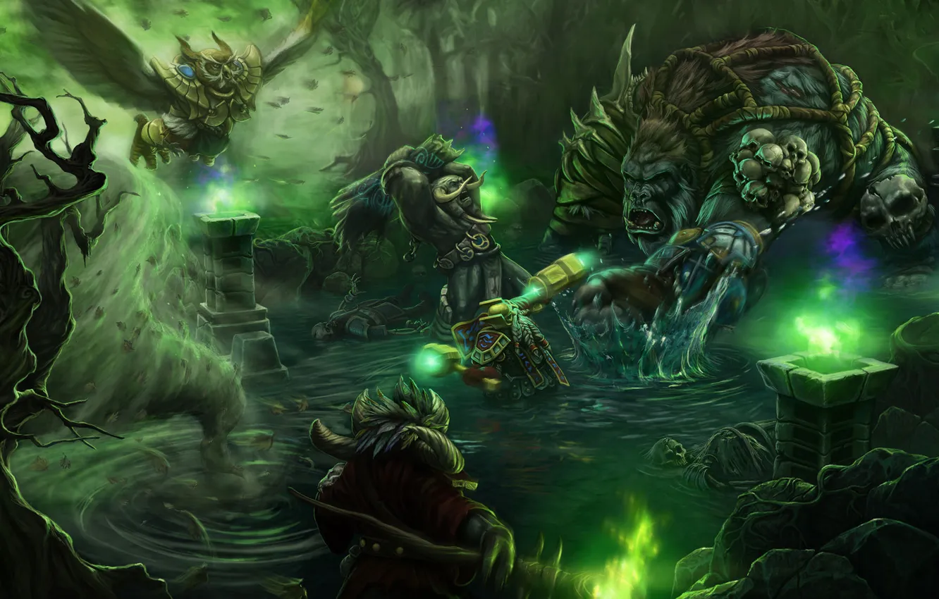 Photo wallpaper forest, hurricane, battle, hon, characters
