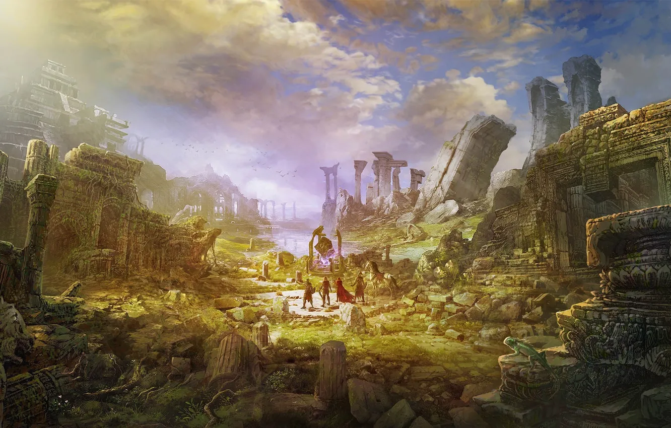 Photo wallpaper the city, ruins, traveler, abandonment, War of the Immortals