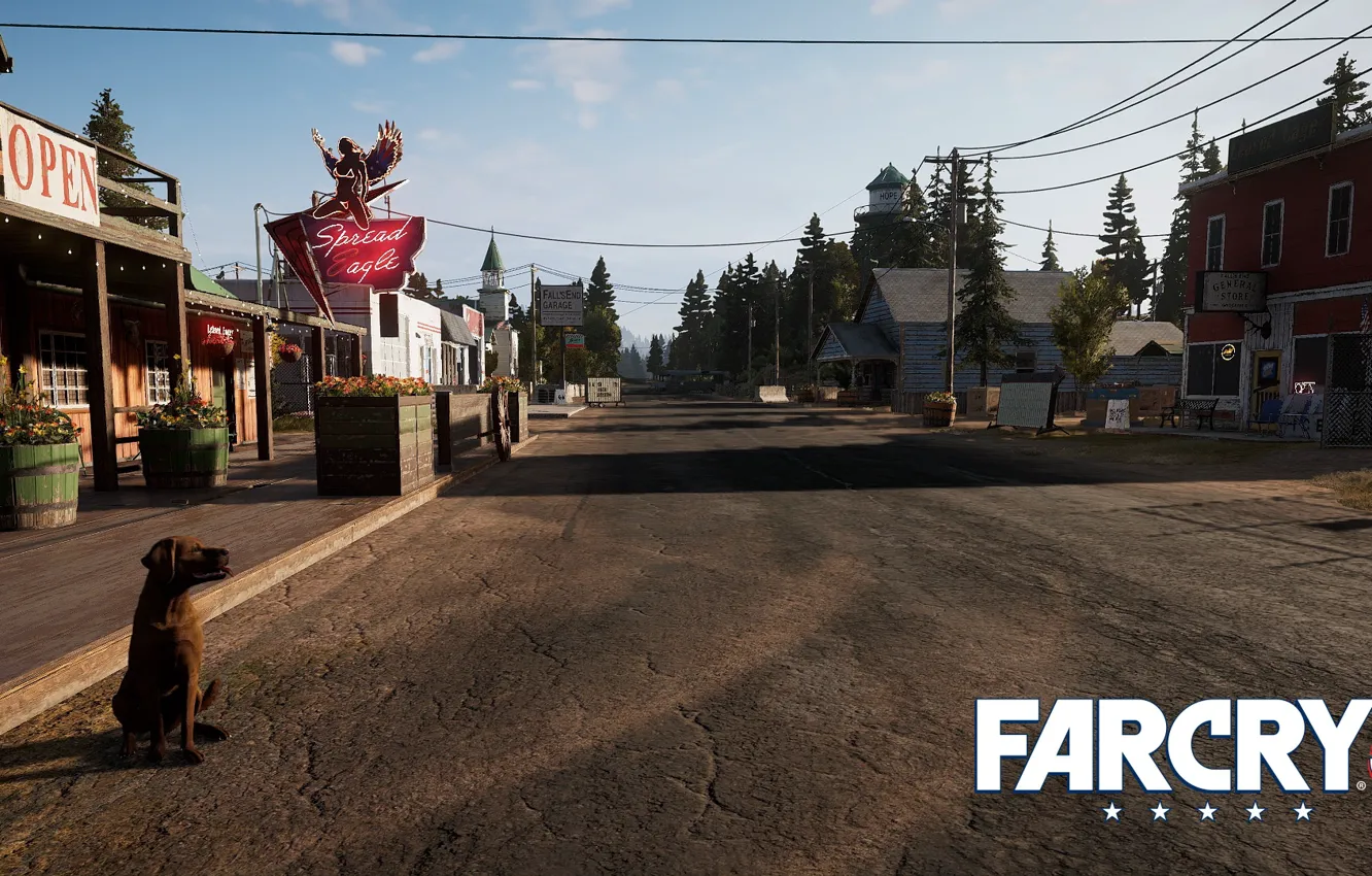 Photo wallpaper road, dog, Far Cry 5