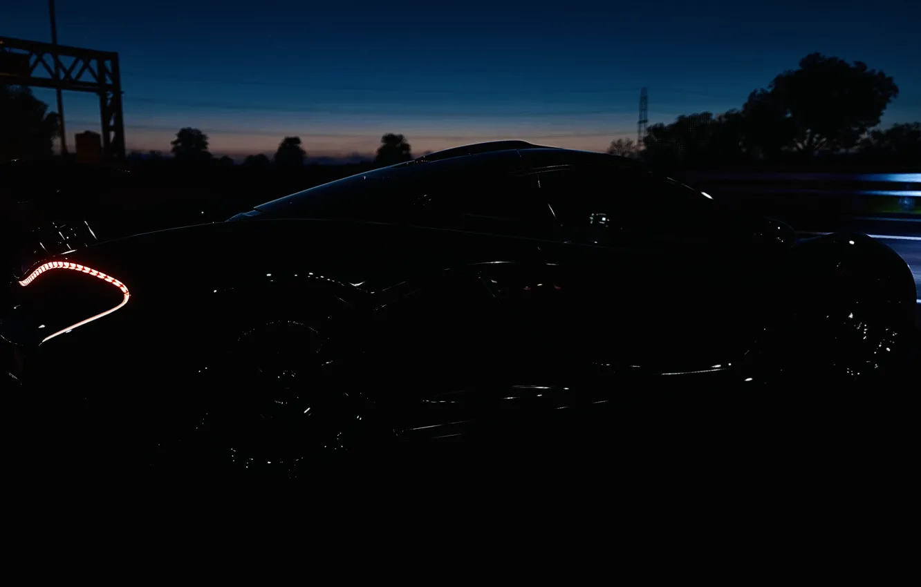 Photo wallpaper McLaren, HDR, game, sky, trees, night, McLaren P1, UHD