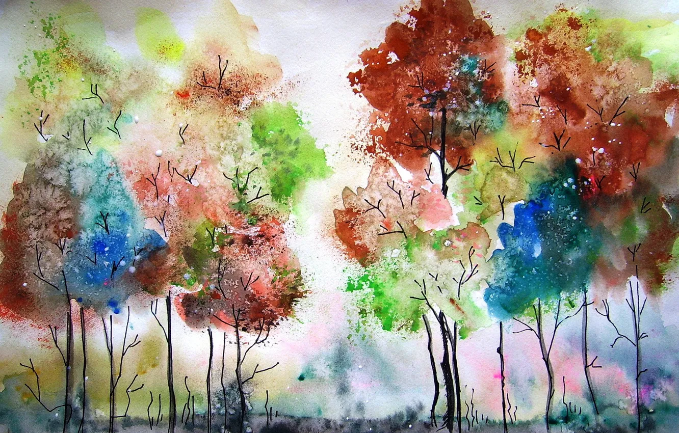 Photo wallpaper landscape, picture, watercolor