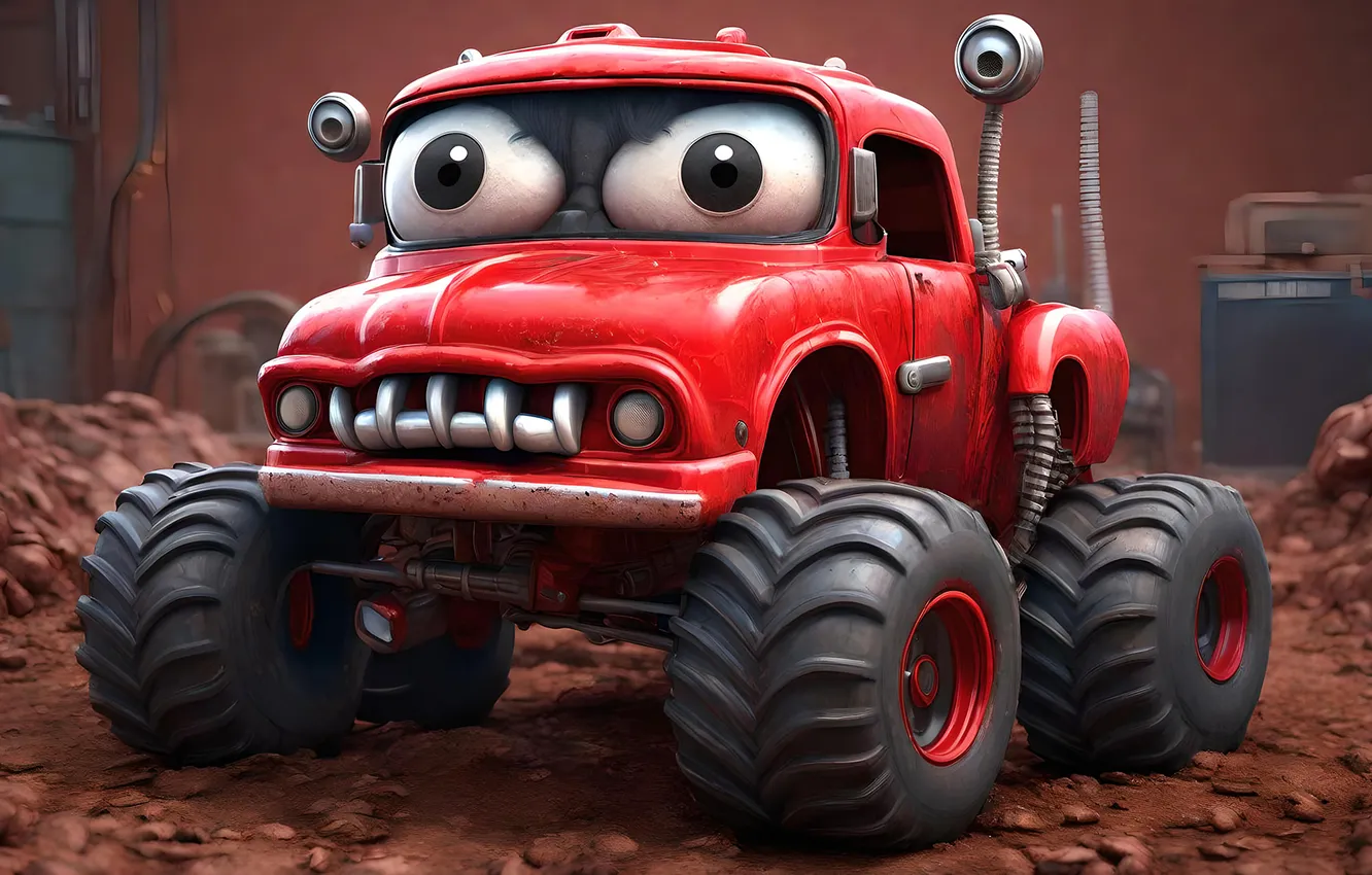 Photo wallpaper machine, eyes, cartoon