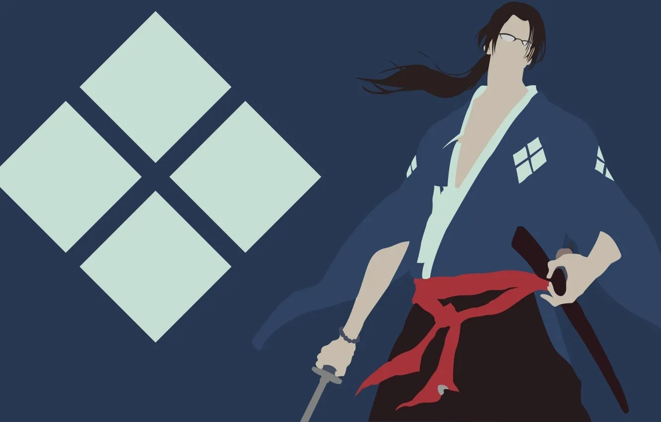 Photo wallpaper sword, logo, game, Samurai Champloo, minimalism, anime, katana, man