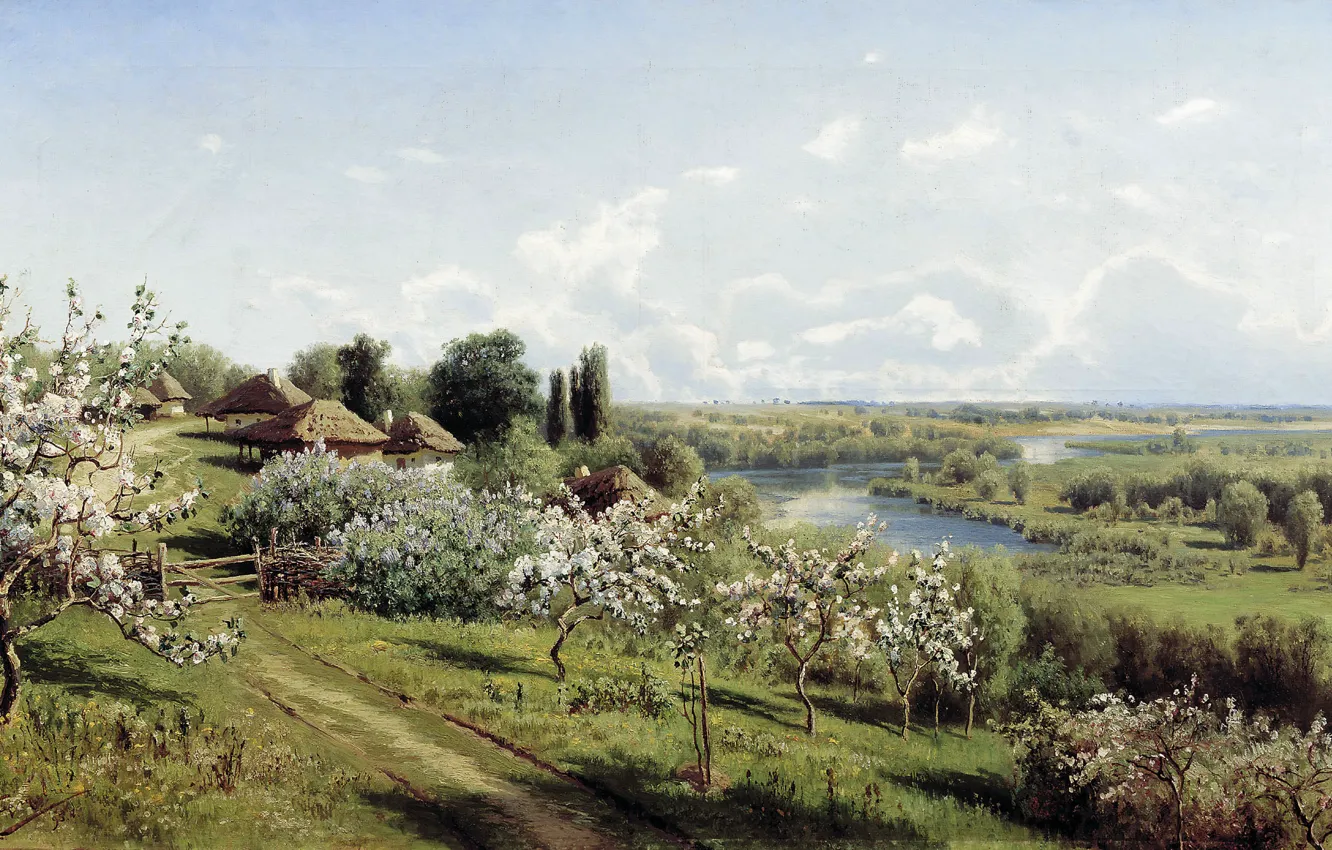 Photo wallpaper picture, In The Ukraine, Sergeev, The Apple trees in bloom
