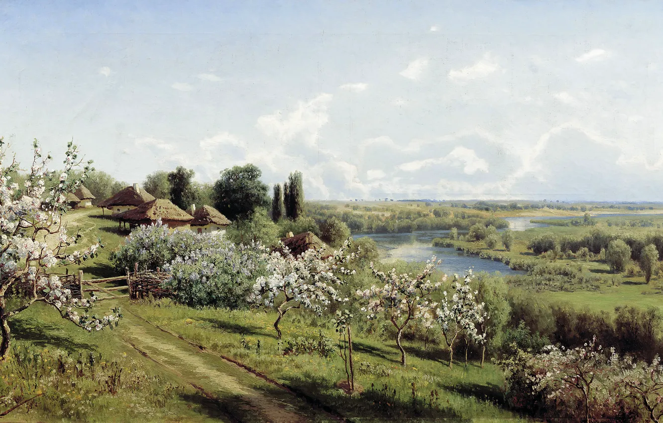 Photo wallpaper picture, In The Ukraine, Sergeev, The Apple trees in Bloom