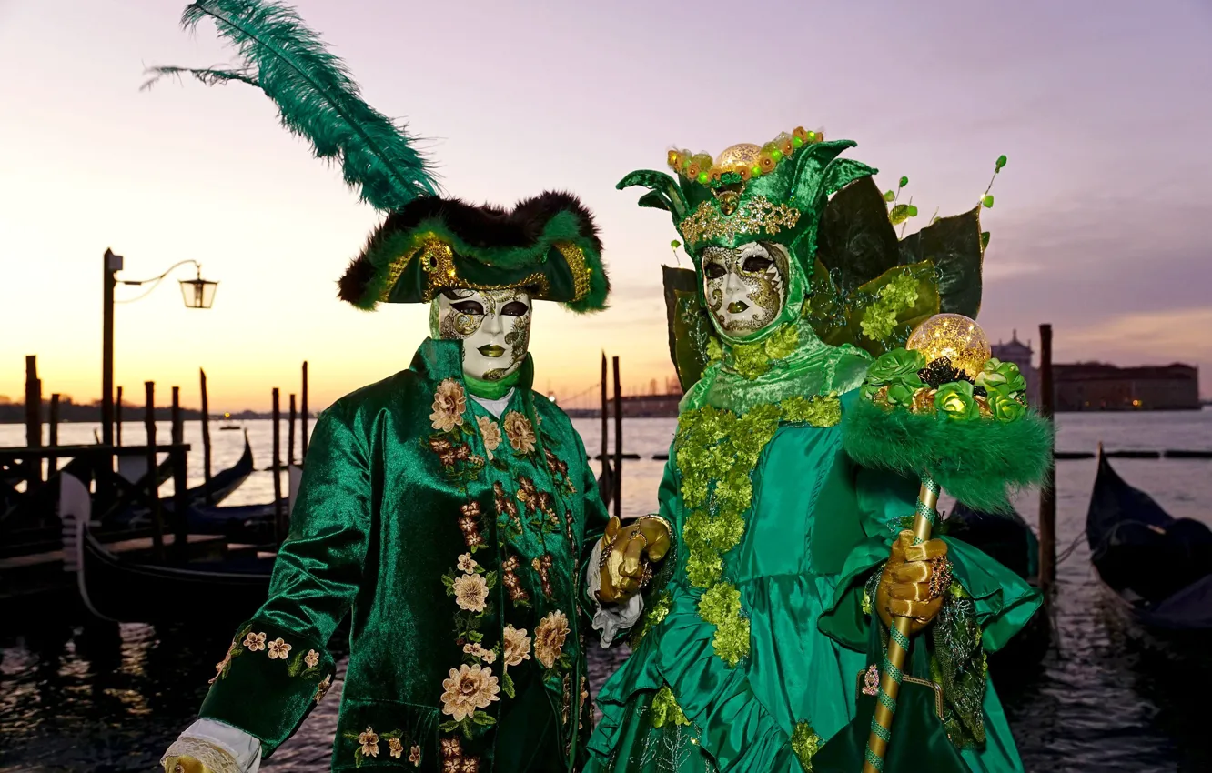 Photo wallpaper style, Venice, carnival, mask, costumes, 2020
