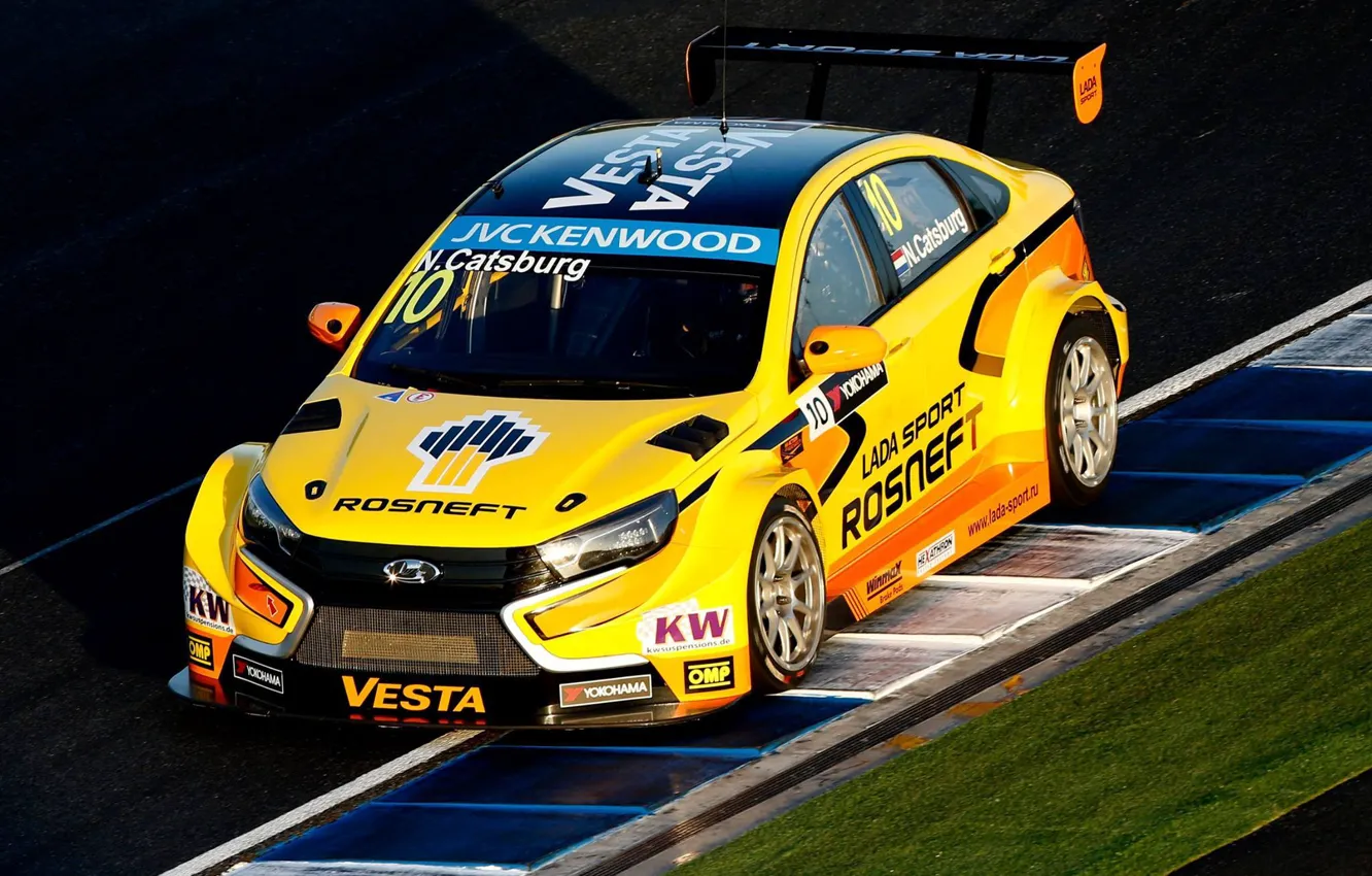 Photo wallpaper sunset, profile, Lada, WTCC, Vesta, Nicky Catsburg