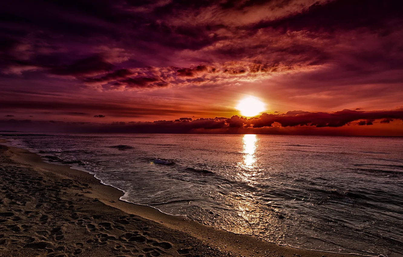 Photo wallpaper sea, the sky, sunset