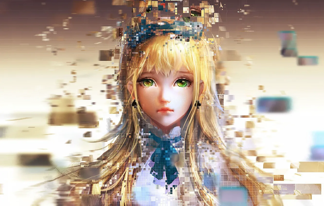 Photo wallpaper girl, Alice, pixels, alice in pixel land