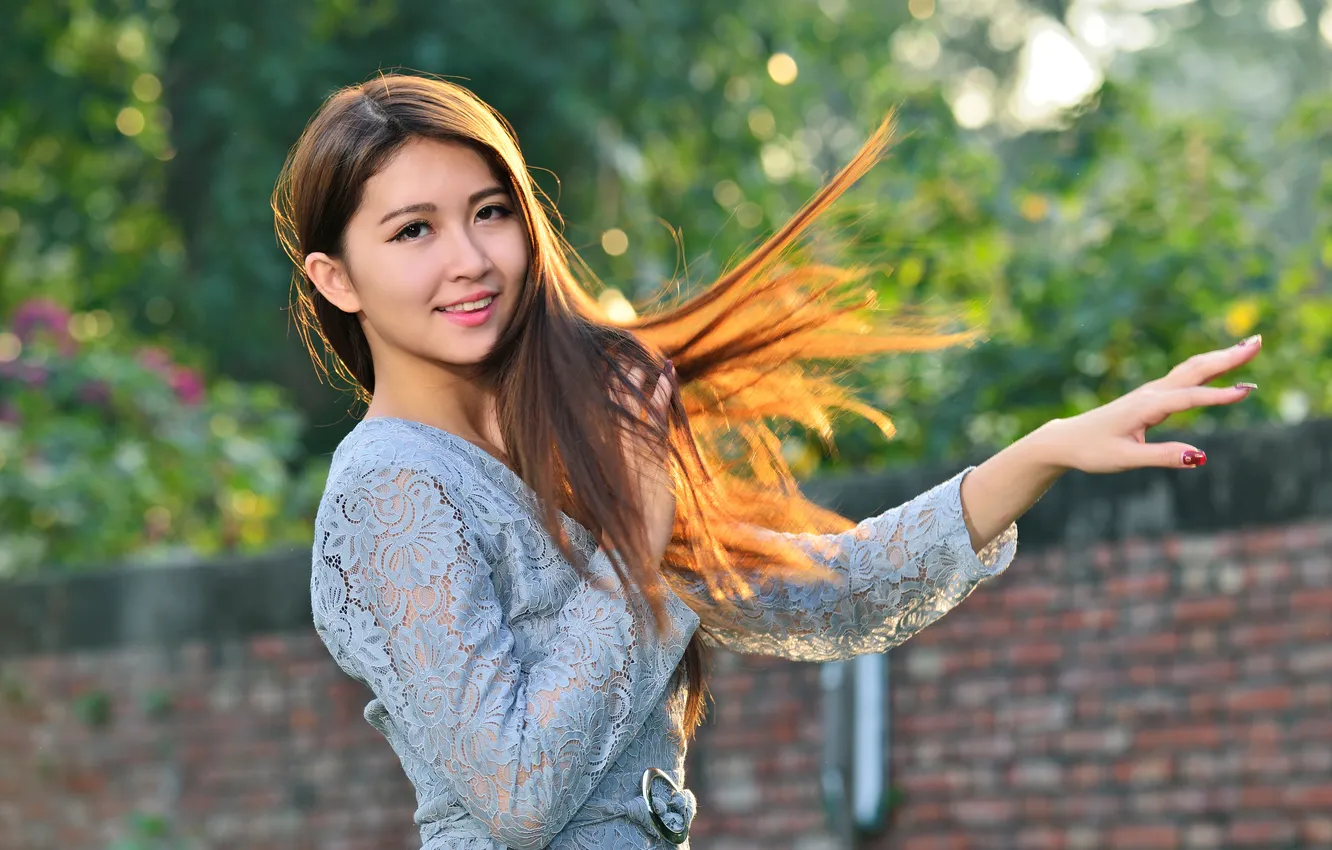 Photo wallpaper girl, hair, Asian
