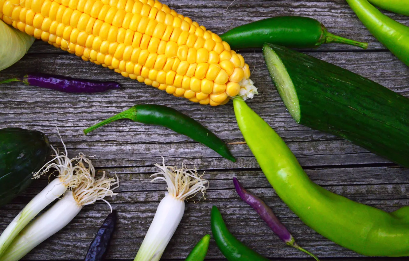 Photo wallpaper background, corn, bow, pepper