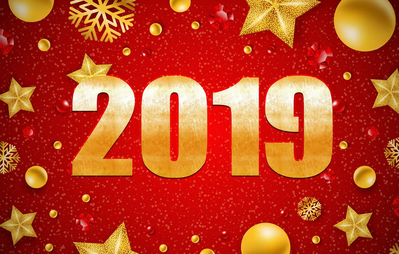 Photo wallpaper stars, red, background, New year, New Year, decor, 2019