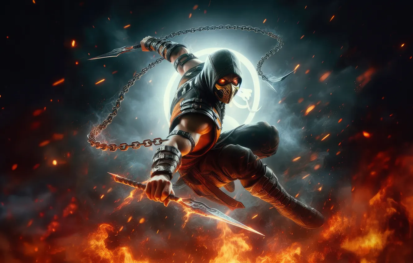 Photo wallpaper games, Mortal Kombat, Scorpion