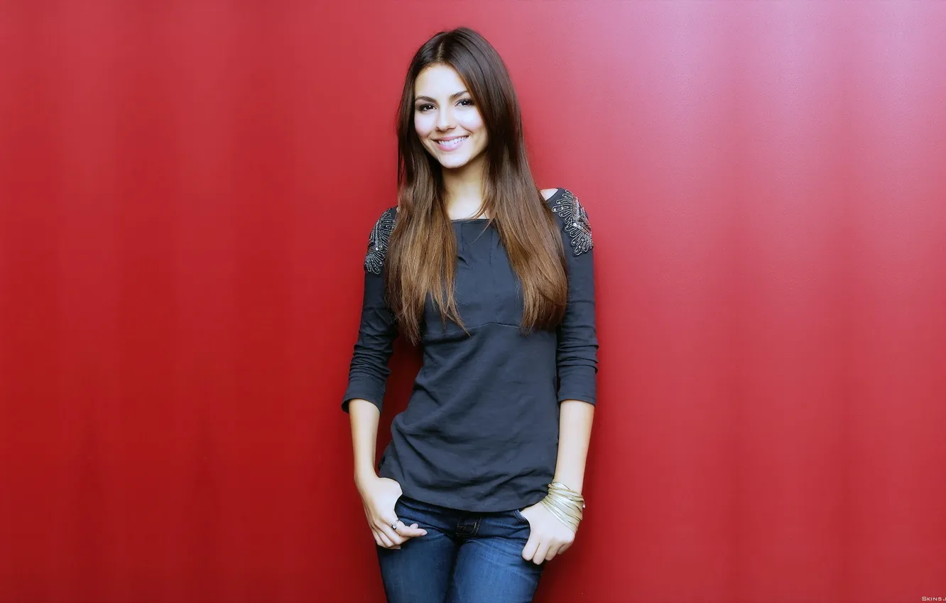 Photo wallpaper girl, red, background