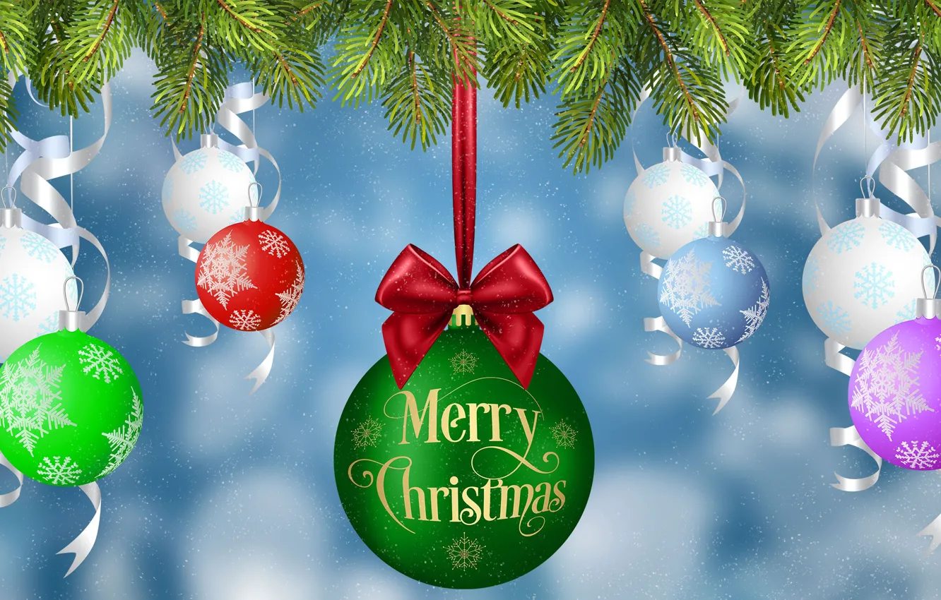 Photo wallpaper Graphics, Congratulations, Christmas, Bombki