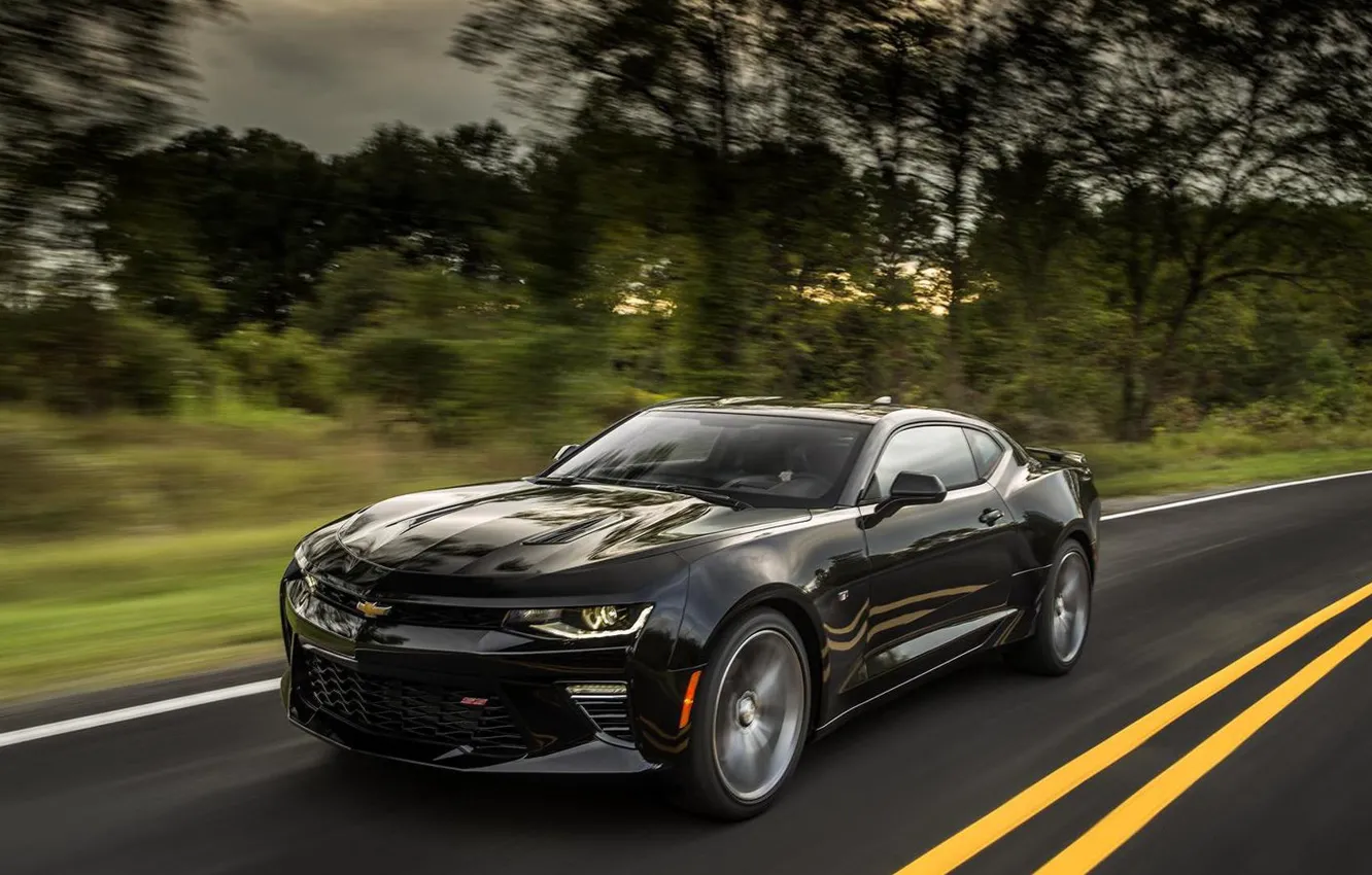 Photo wallpaper road, speed, Chevrolet Camaro