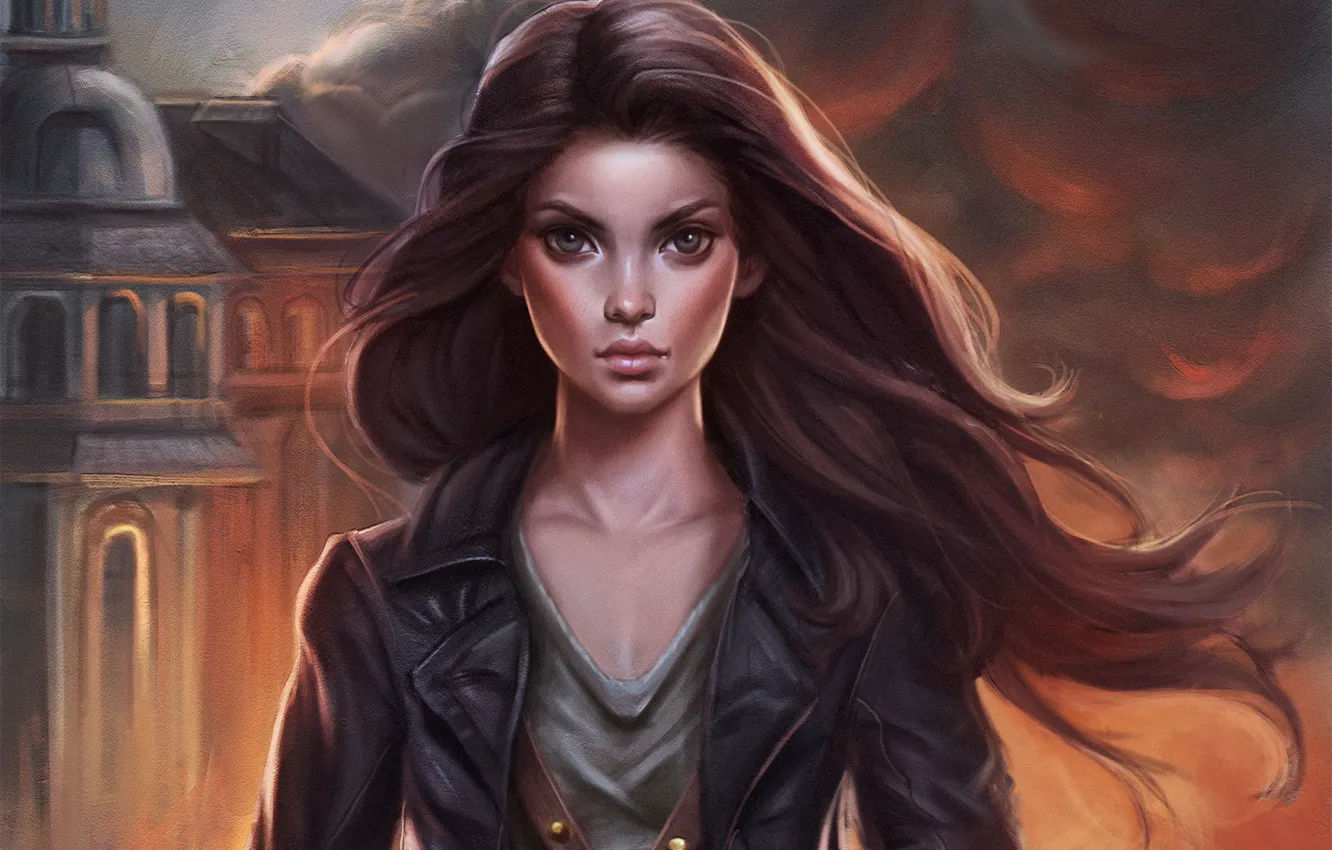 Photo wallpaper girl, hair, smoke, art, ChrisKimArt