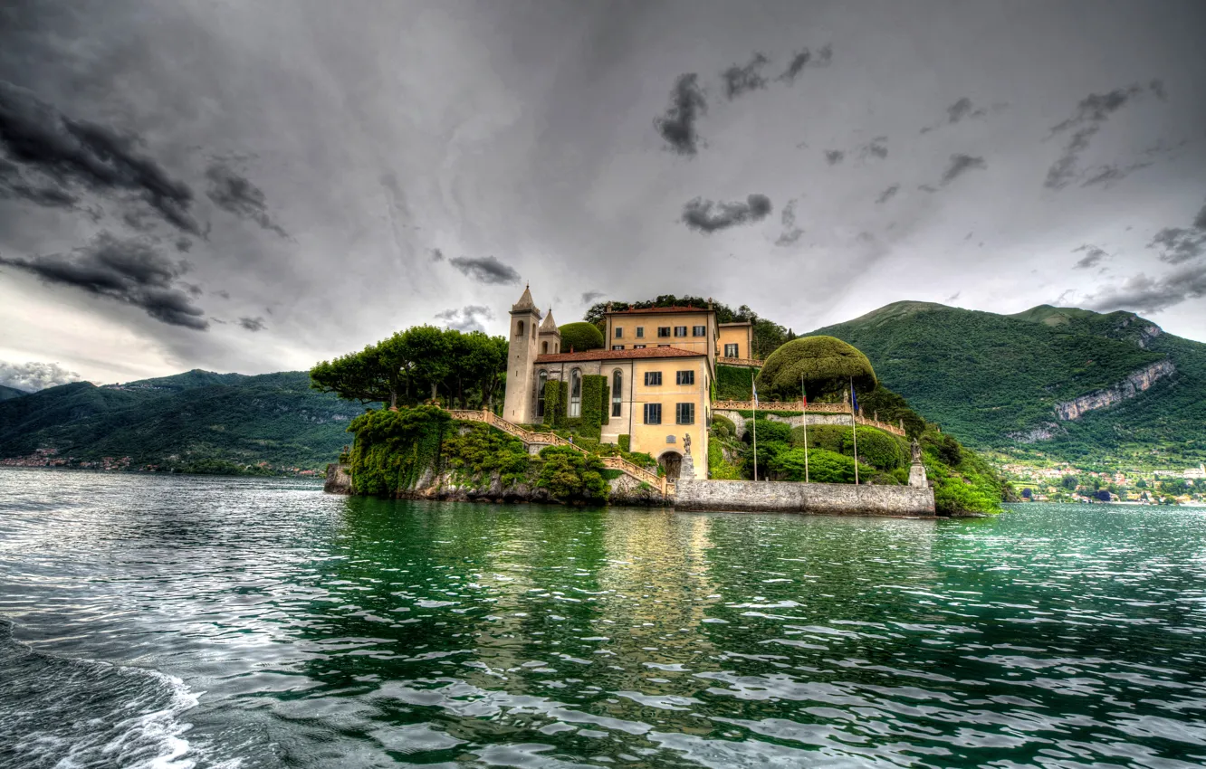 Photo wallpaper HDR, Italy, Lake Como, Lenno, Villa del Balbianello