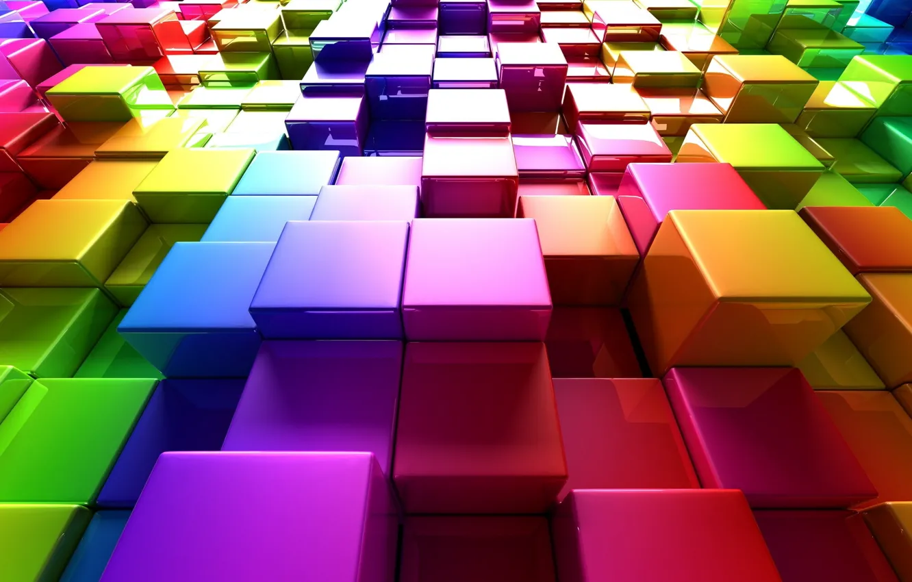 Photo wallpaper colorful, cube, colorful, computer graphics, rendering, digital art, cube, digital art