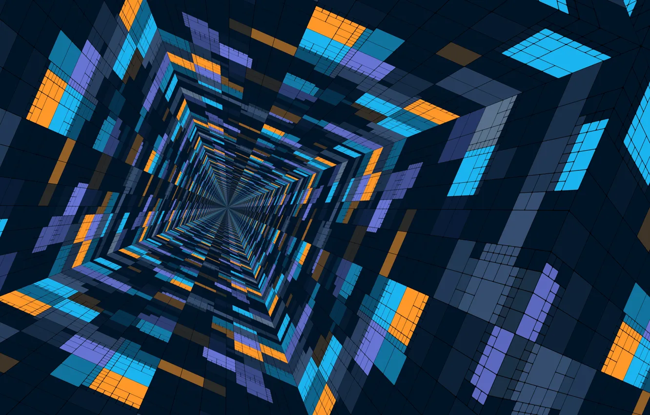 Photo wallpaper color, squares, the tunnel
