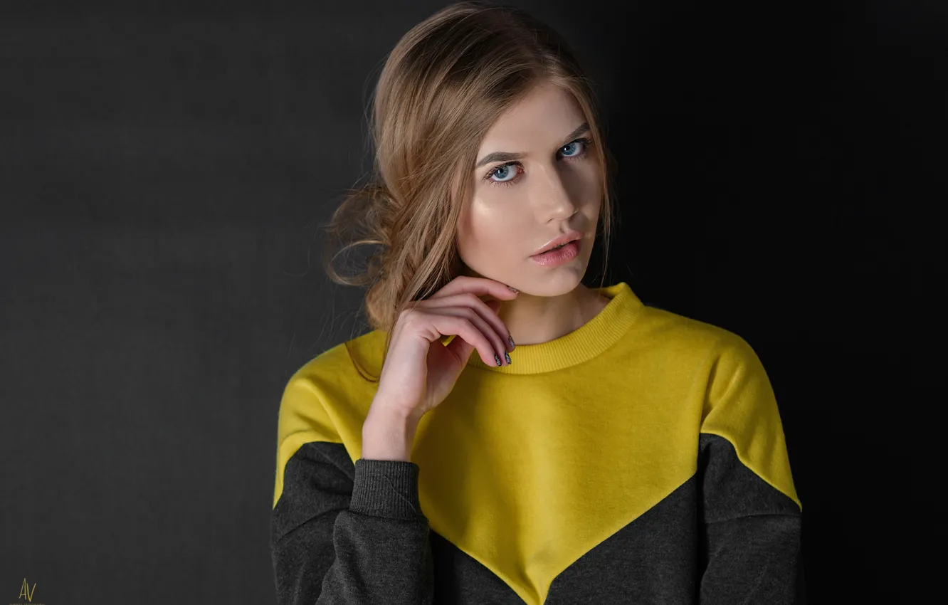 Photo wallpaper look, background, model, portrait, makeup, hairstyle, brown hair, jacket