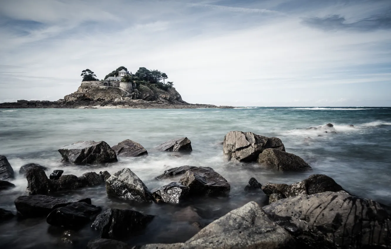 Photo wallpaper sea, rocks, Fort du Guesclin